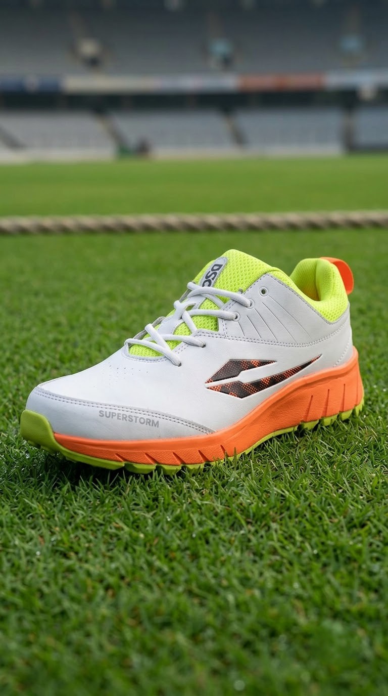 AI generated shoe frame on a cricket ground